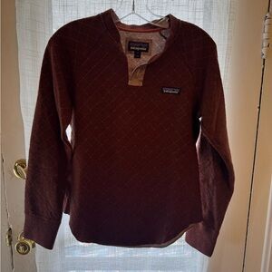 Patagonia Brown Merino Quilted Henley Sweater Sz Small